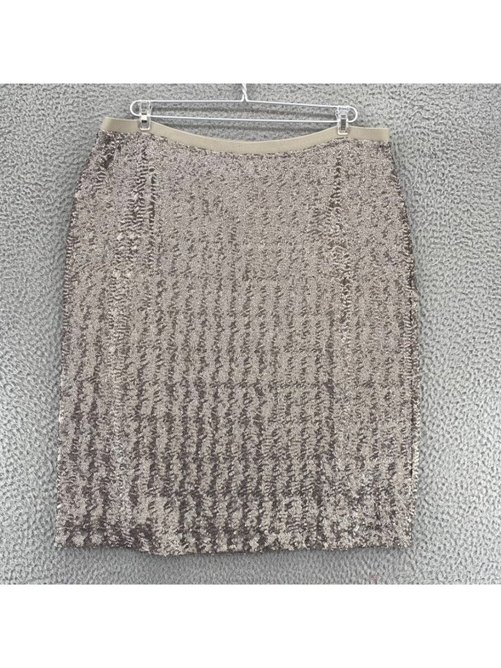 J Jill Skirt Womens Large Silver Sequins Pull On Knee Length Straight Pencil NWT - Picture 1 of 11